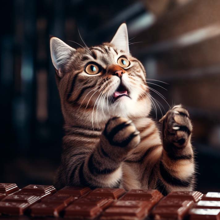 Este gato comió chocolate